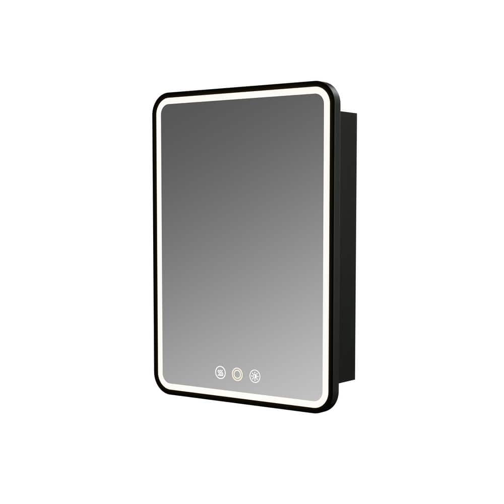 HBEZON Rectangular Iron Recessed/Surface Mount Medicine Cabinet Mirror ...