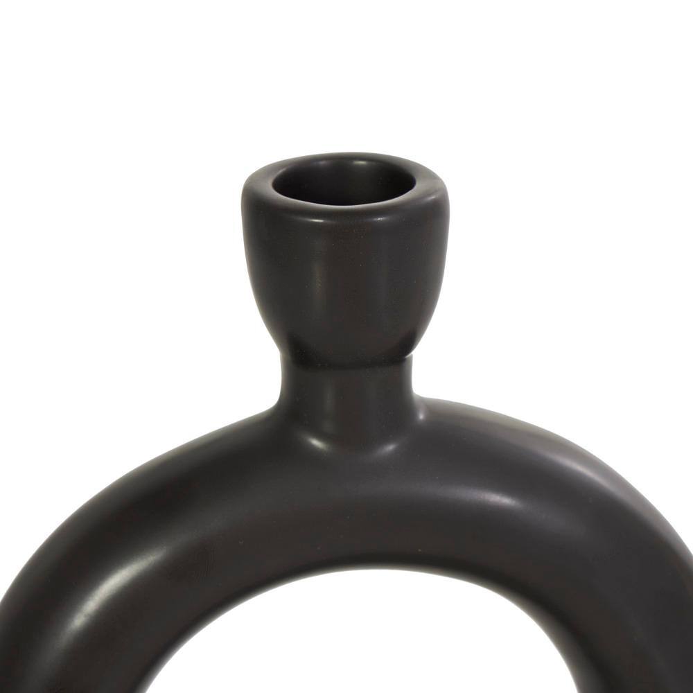 Modern Black and White Ceramic Circular Candlestick Set