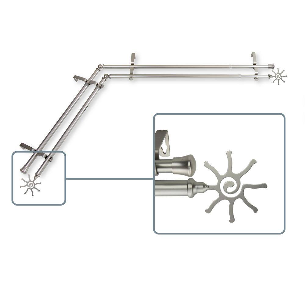 66 in. to 120 in. Adjustable 13/16 in. Corner Window Double Curtain Rod in 