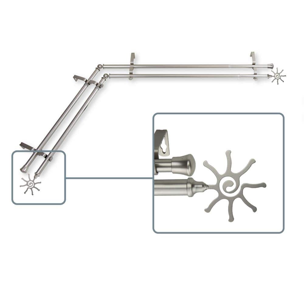 120 in. to 170 in. Adjustable 13/16 in. Corner Window Double Curtain Rod in