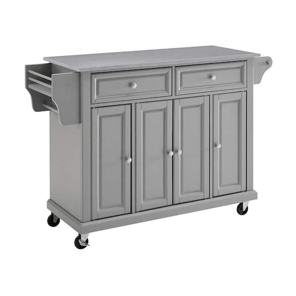 Grey Kitchen Cart, Crosley Rolling Kitchen Cart Island With Stainless Steel Top
