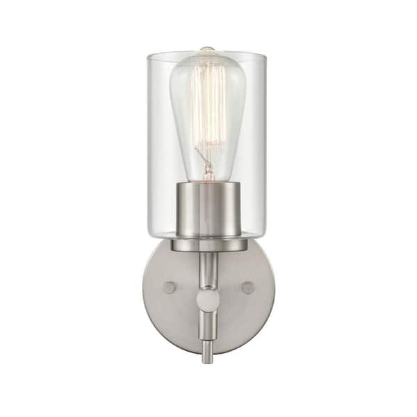 1-Light 4.75 in. Brushed Nickel Sconce
