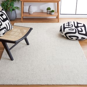 Micro-Loop Light Grey/Ivory 5 ft. x 8 ft. Striped Solid Color Area Rug