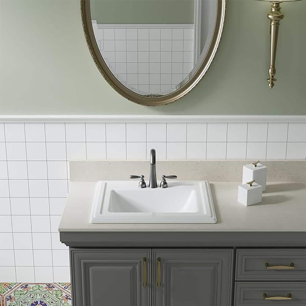 Dekorman 17.6'' White Ceramic Rectangular Bathroom Sink with Overflow