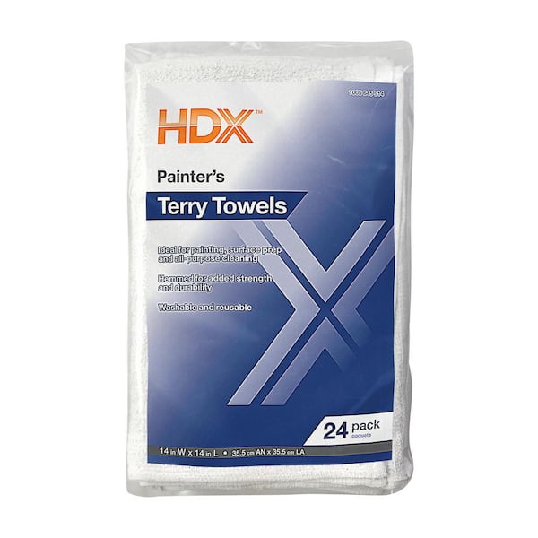 HDX 14 in. x 14 in. Cotton Painter's Towels (24-Count)