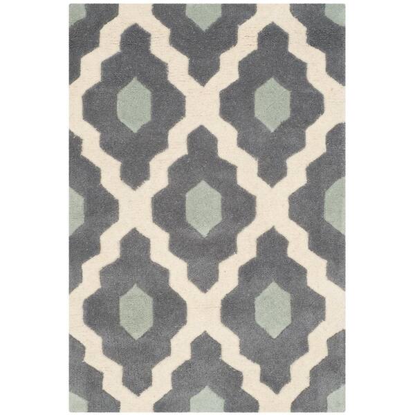 SAFAVIEH Chatham Ivory/Dark Grey 2 ft. x 3 ft. Geometric Area Rug