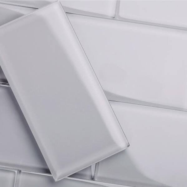 Giorbello (Sample) Glass Subway Lavender Gray 3-in x 6-in Glossy Glass Wall Tile