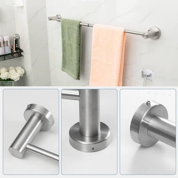 10-Pieces Brushed Nickel Bathroom Accessories Set, 23.6 Inch Bath Towel Bar  Set, Stainless Steel Bathroom Hardware Set, Towel Racks for Bathroom Wall