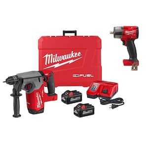 M18 FUEL 18V Lithium-Ion Brushless 1 in. Cordless SDS-Plus Rotary Hammer Kit with M18 FUEL Mid-Torque Impact Wrench