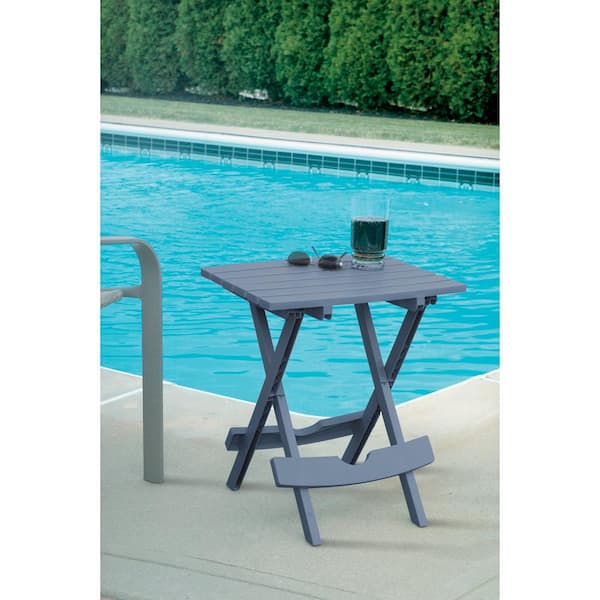 Adams Quik-Fold 20 in. Resin Bluestone Square Patio Side Table