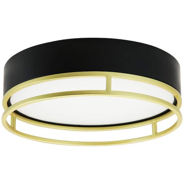 Sunlite 13 in. Black and Gold Flush Mount with Acrylic Shade Integrated LED, Selectable CCT