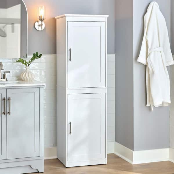 18.9 in. W x 15.67 in. D x 62 in. H White Freestanding Linen Cabinet