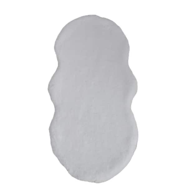 Mmlior Light Gray 2 ft. x 4 ft. Soft Faux Rabbit Fur Specialty Area Rug