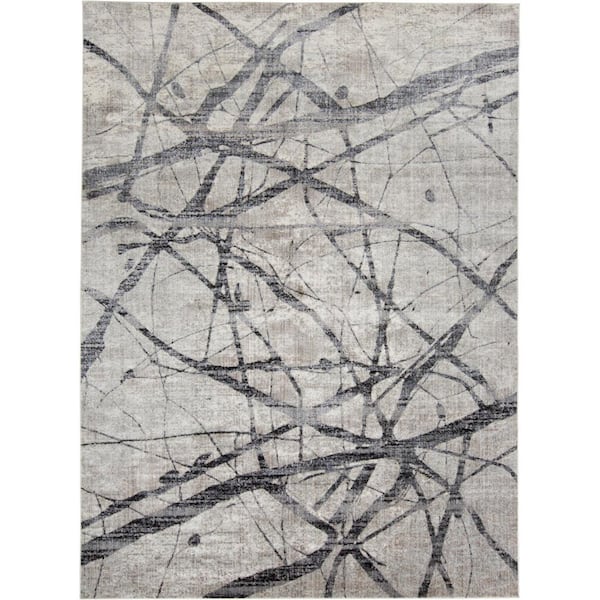 HomeRoots 4 x 6 Gray and Ivory Abstract Area Rug