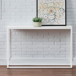 Donnelly White Console Table with White Wood Top (48 in. W)