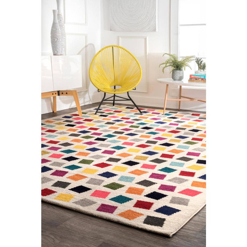 Multicolor Abstract Synthetic 8' x 10' Rectangular Area Rug