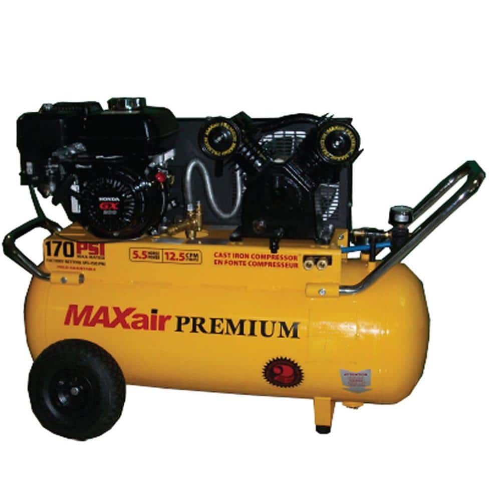 Maxair Premium Industrial 25 Gal. 5.5 HP Honda Engine Portable Electric  Start Air Compressor P55GE25H1-MAP - The Home Depot