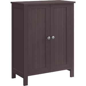 23.6 in. W x 11.8 in. D x 31.5 in. H White Freestanding Linen Cabinet with 2 Doors and Adjustable Shelf Brown
