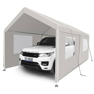 10 ft. x 20 ft. Metal Outdoor Heavy-Duty Portable Carport, Multi-purpose White Garage Car Tent