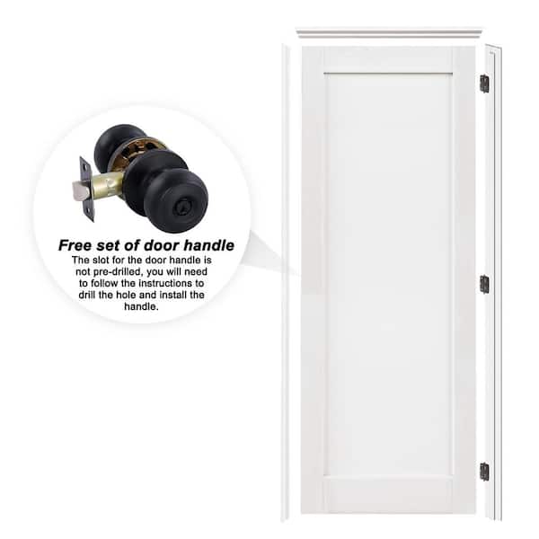 28 in. x 80 in. 1-Panel Blank Right Handed White Solid Core Wood Single Interior Door Kit with Quick Assemble Jamb