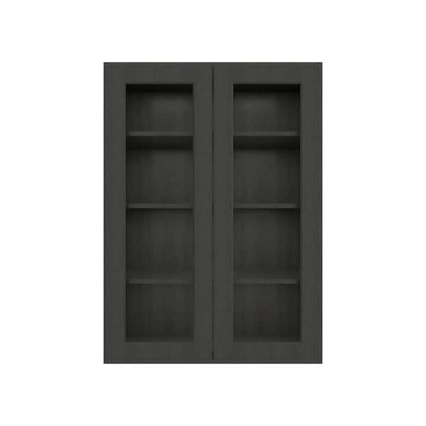 HOMLUX 30 in. W x 12 in. D x 42 in. H in Shaker Charcoal Ready to Assemble Wall Kitchen Cabinet with No Glasses