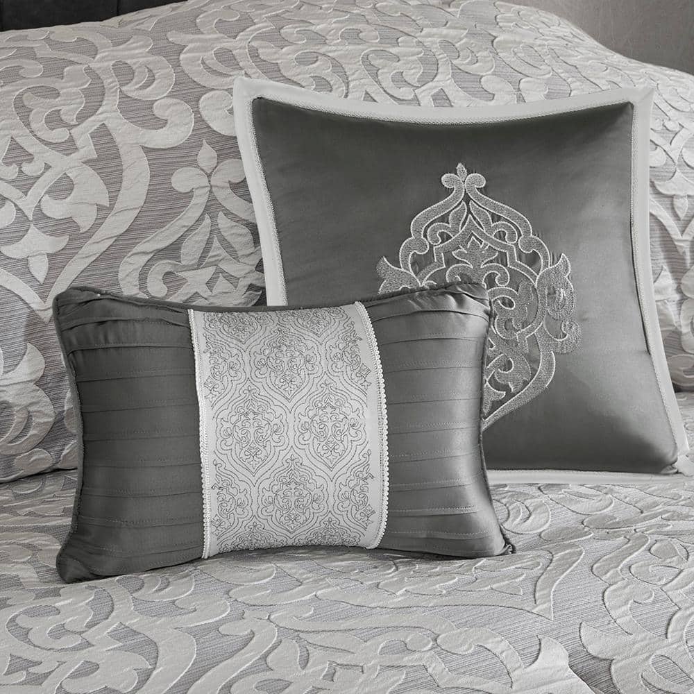 King Silver Microfiber 8-Piece Comforter Set with Graphic Detail