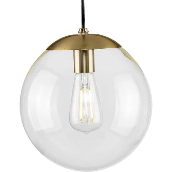 Atwell 1-Light Brushed Bronze Clear Glass Globe Modern Medium Pendant Light