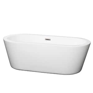 Mermaid 5.58 ft. Center Drain Soaking Tub in White