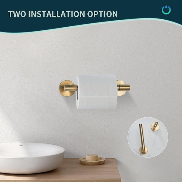 FORIOUS Wall Mount Post Toilet Paper Holder in Gold HH12401G