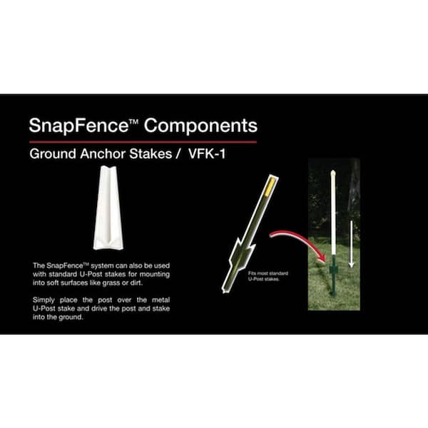 SnapFence 1 in. x 1 in. x 2 ft. White Modular Vinyl Fence Rail Ground Anchor Stake (12-Box)
