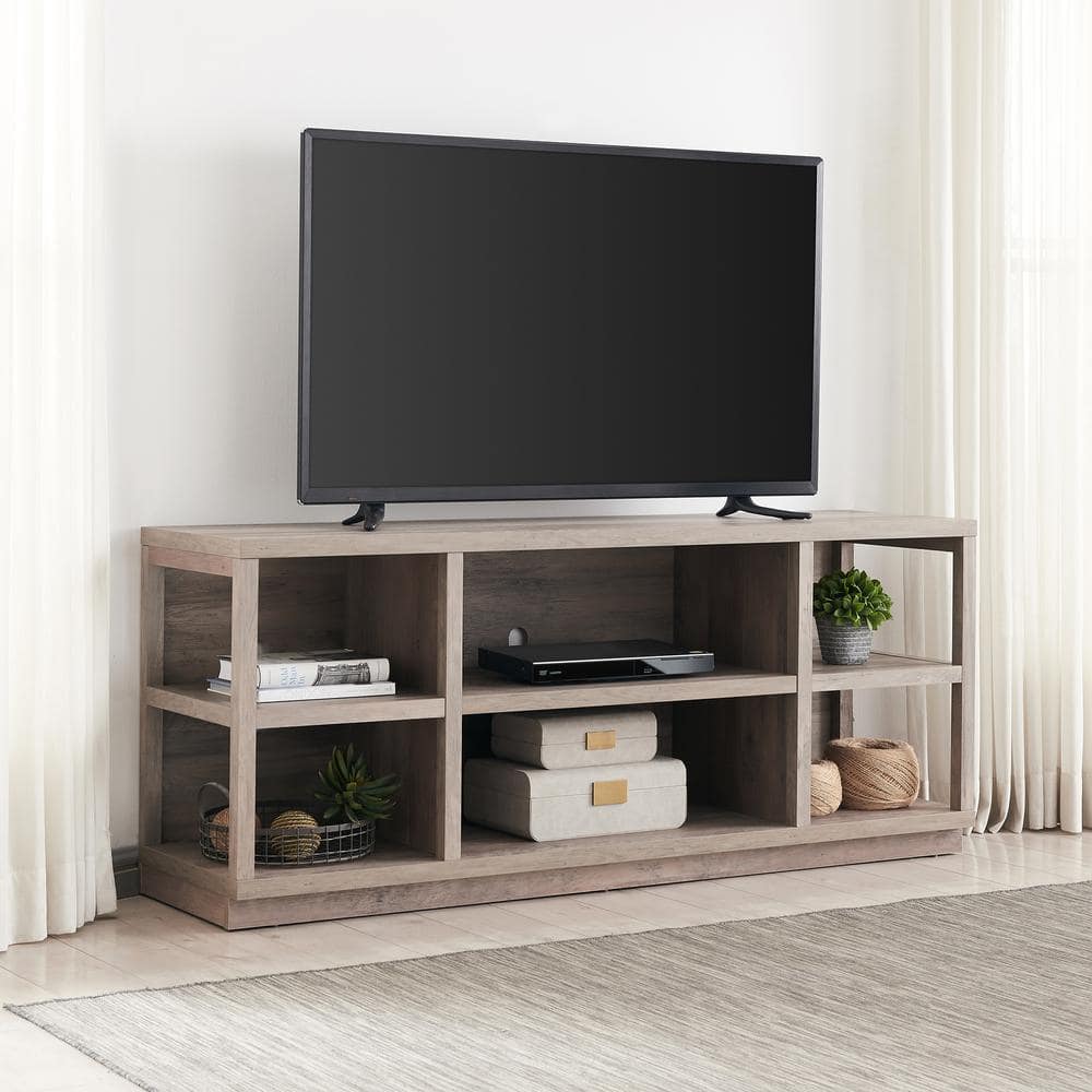 Freya Gray Oak 70-in Modern Metal Frame TV Stand