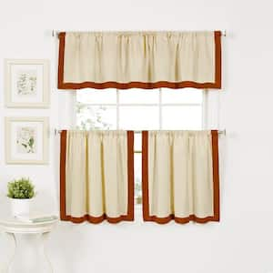 Spice Border Rod Pocket Room Darkening Curtain - 30 in. W x 24 in. L (Set of 2)