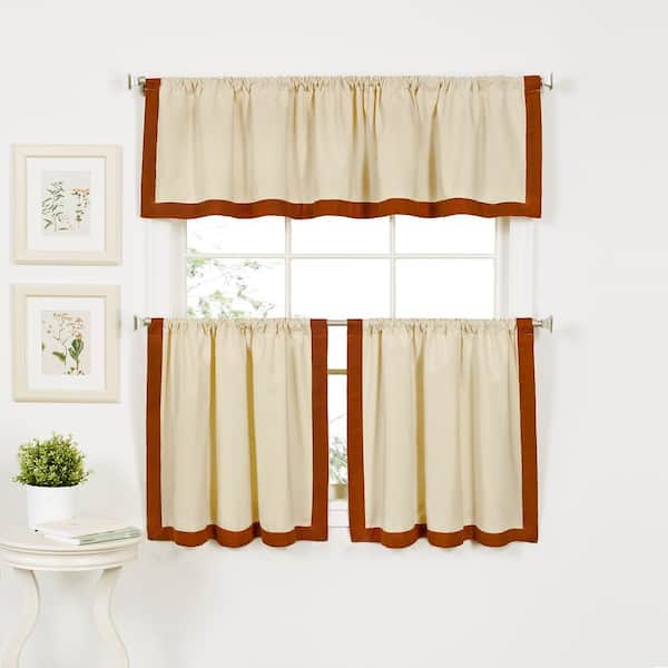 Elrene Spice Border Rod Pocket Room Darkening Curtain - 30 in. W x 24 in. L (Set of 2)
