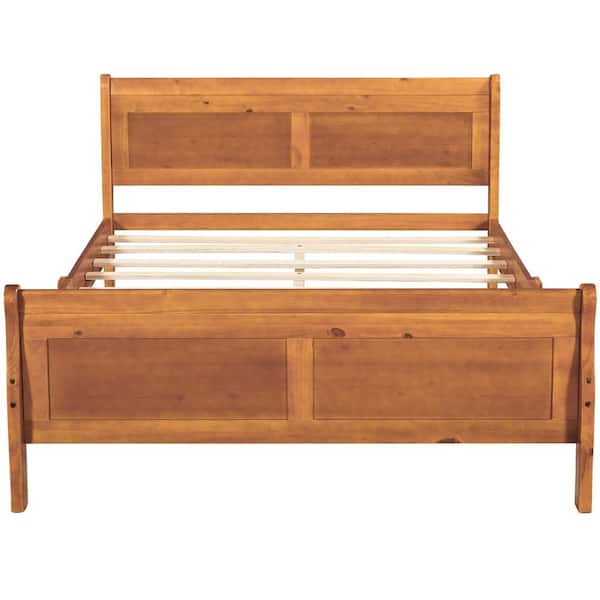 STICKON 82.3 in. W Oak Full Size Wood Frame Platform Bed