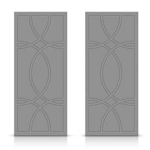 60 in. x 80 in. Hollow Core Light Gray Stained Composite MDF Interior Double Closet Sliding Doors