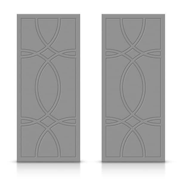 CALHOME 60 in. x 80 in. Hollow Core Light Gray Stained Composite MDF Interior Double Closet Sliding Doors