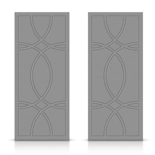 CALHOME 60 in. x 80 in. Hollow Core Light Gray Painted Composite MDF Interior Double Closet Sliding Doors
