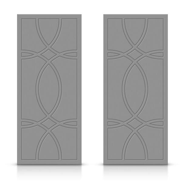 CALHOME 72 in. x 84 in. Hollow Core Light Gray Stained Composite MDF Interior Double Closet Sliding Doors
