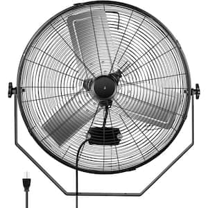 24 in. Black 3-Speed Round High Velocity Air Movement Mounted Wall Fan