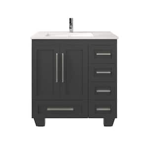Loon 30 in. W. x 22 in. D x 34 in. H Bathroom Vanity in Espresso with White Carrara Quartz Top and White Undermount Sink