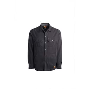 Mill River Men's Large Black Fleece Shirt Jacket Button Down