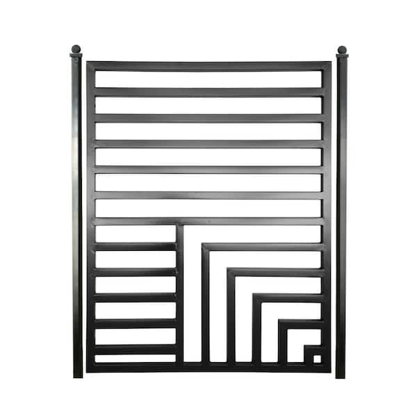 4 ft. x 5 ft. Florence Style Black Steel Pedestrian Fence Gate