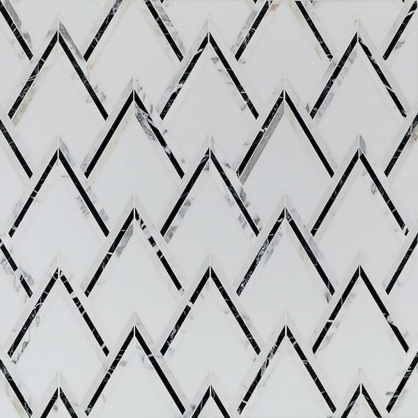 Ivy Hill Tile Ogee Black and White 16.92 in. x 13.20 in. Polished Marble Mosaic Wall Tile (1.55 sq. ft./Each)