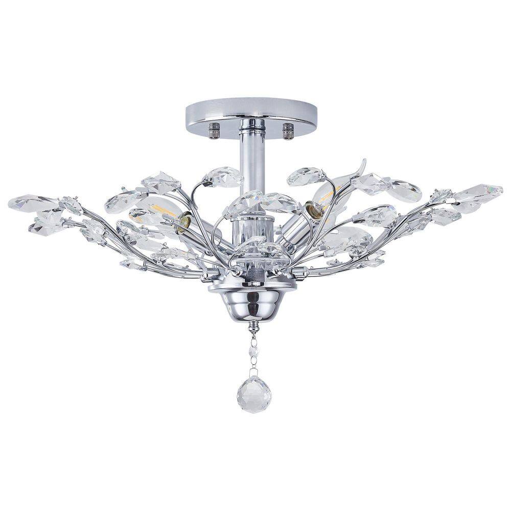 23.6 in. 4-Light Modern Chrome Dimmable Crystal Semi-Flush Mount with No Bulbs Included for Living Room Bedroom Kitchen price history on PriceWatchPro