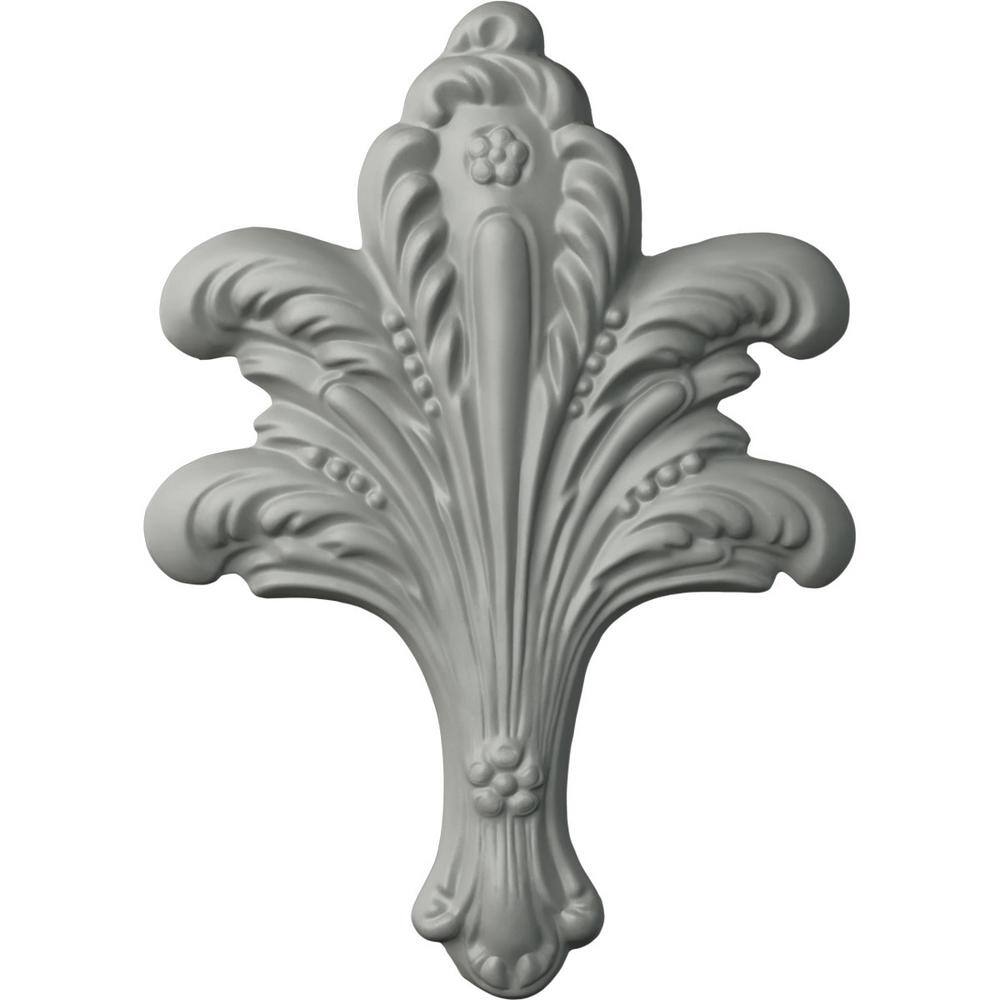 Primed White Urethane Leaf Scroll Onlay 8.75'' H x 6.25'' W