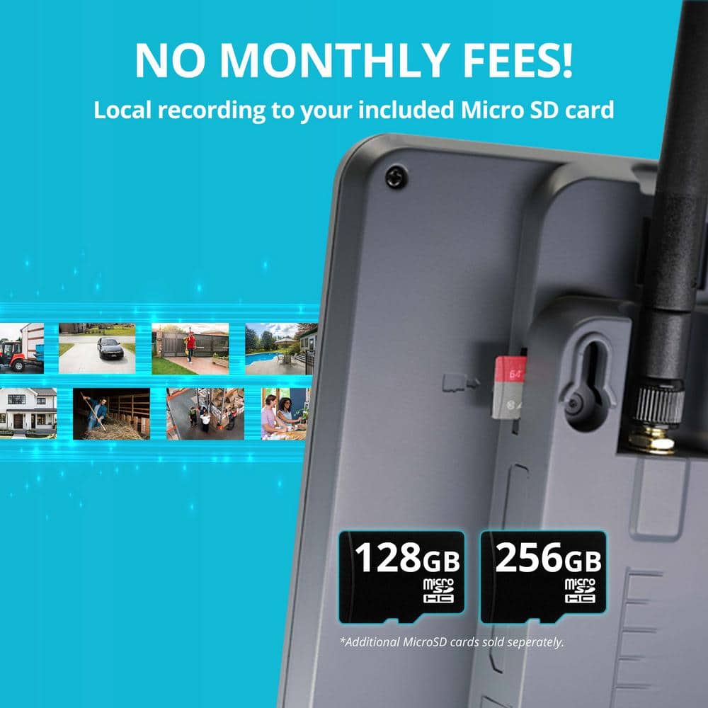 PHOENIXHD Non-WiFi Plug-in Power Security System with 10.1” HD Monitor & 4 Cameras