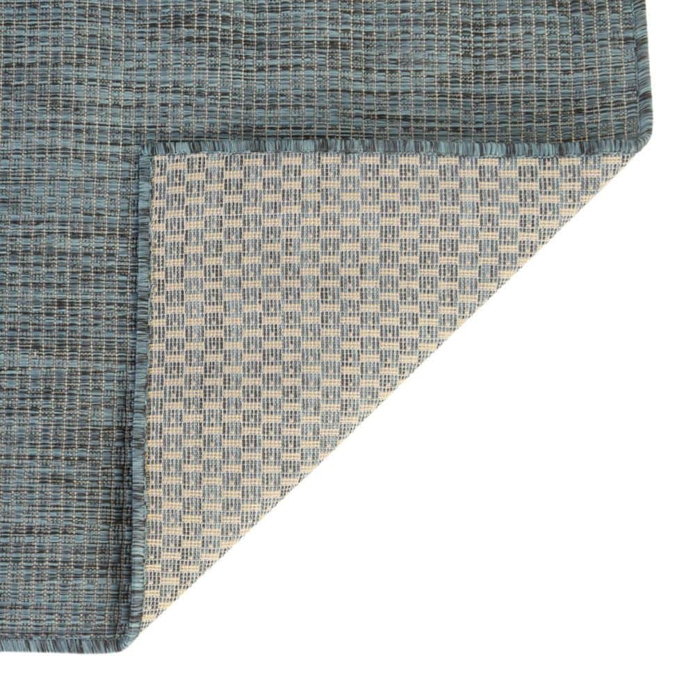Teal Blue Synthetic 4' x 6' Easy-Care Outdoor Rug