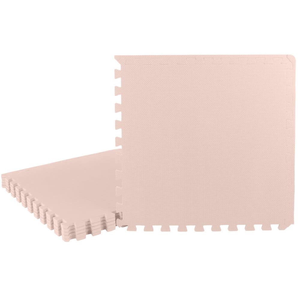 Stalwart Light Pink 24 in. W x 24 in. L x 0.4 in. Thick EVA Foam Floor Tiles Play Mat-6-Pieces. Tiles, 24sq. ft./Case