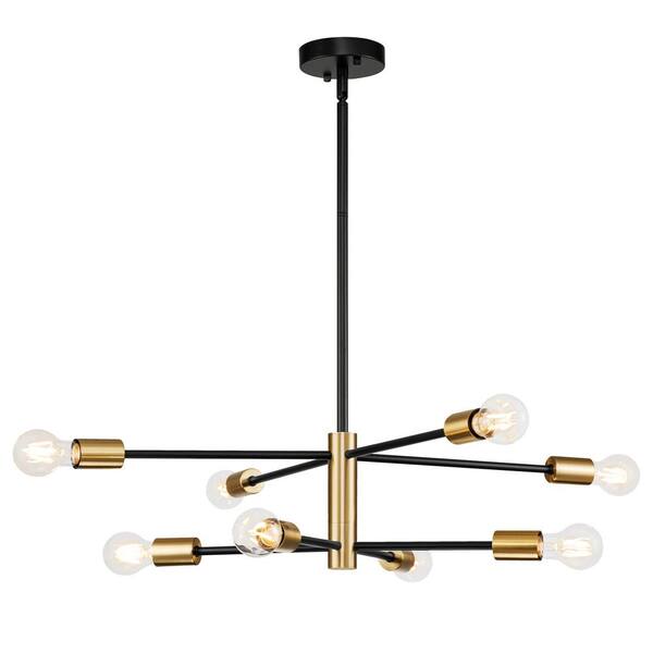 RRTYO Lipinski 8-Light Black Gold Sputnik Double Layer Chandelier ...