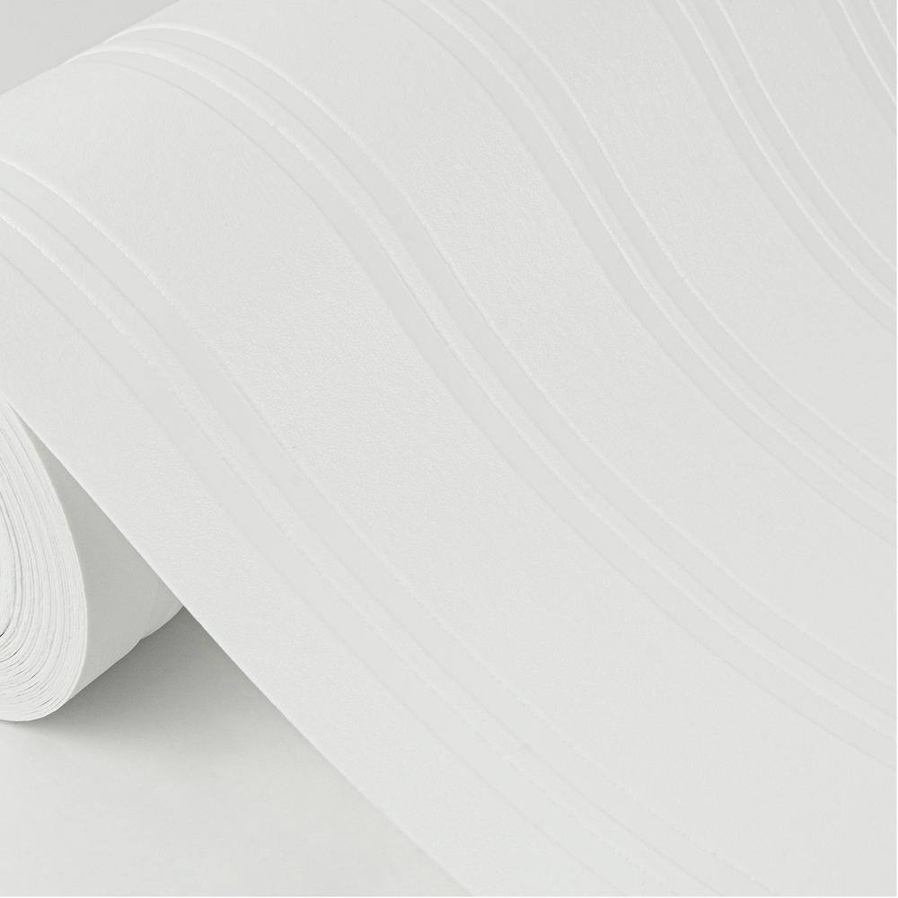 White Embossed Striped Paintable Non-Woven Wallpaper Roll